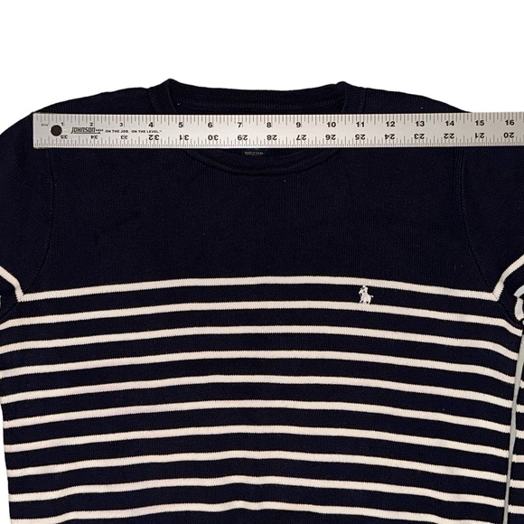 Polo Ralph Lauren Boys Navy White Stripe Cotton Crew Neck Sweater L (14 - 16) - Picture 10 of 13